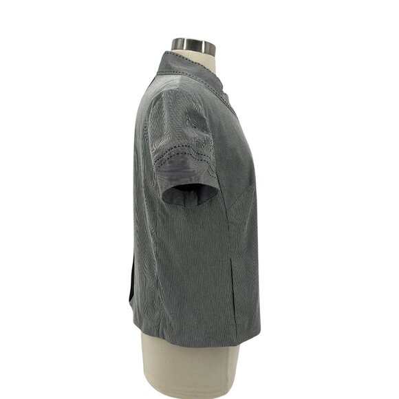 SoCa St John Womens 12 Top Striped Zipper Short Sleeve Blouse Preppy - Picture 3 of 7